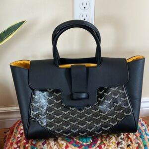 Black and Yellow African Wax Imitation Bag